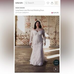 “David’s Bridal”Elegant Off-Shoulder Mermaid Lace Wedding Dress and veil